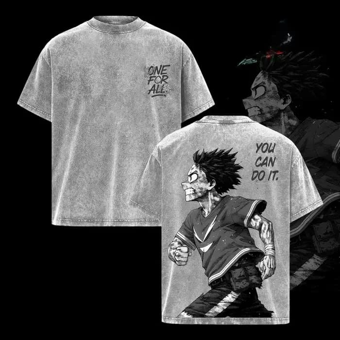 Izuku Midoriya T-shirt imprimé Anime mon héros académique vêtements hommes femmes t-shirts rétro lavé