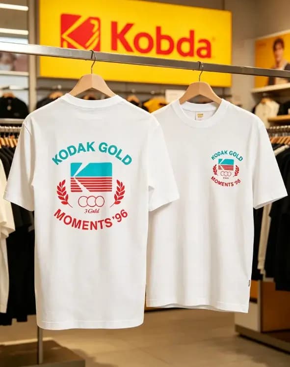 T-shirt imprimé Kodak Gold d'été pour hommes et femmes, en coton ample et décontracté à manches cour