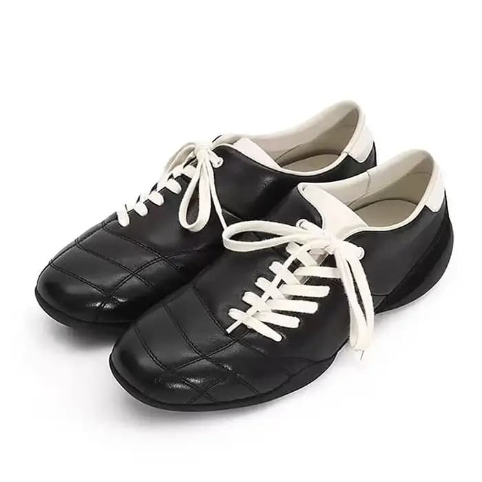 2025 femmes noir décontracté football Style baskets appartements Chic lacets chaussures de marche co