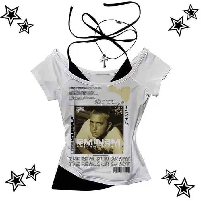 Eminem t-shirt femme harajuku Pastel Rétro années 2000 kawaii Pop Culture