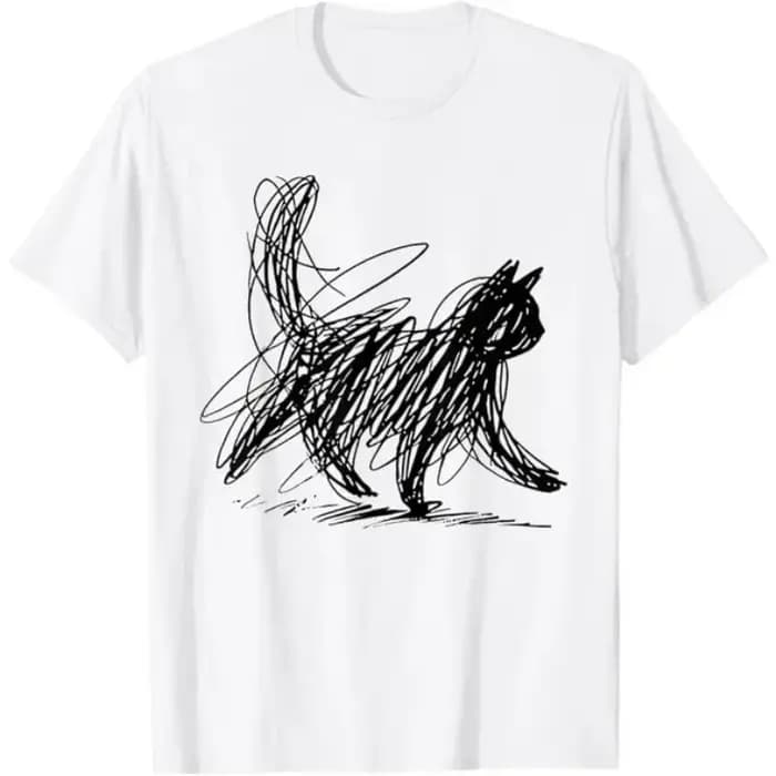 T-shirt tendance urbaine avec motif de chat minimaliste