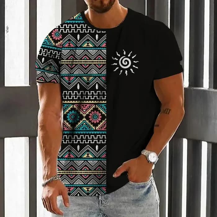 Vintage Style ethnique hommes T-Shirt mode d'été 3D imprimé