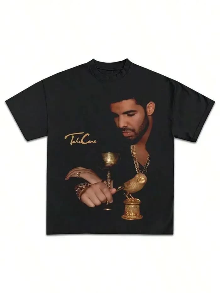 T-shirt noir pour fan de musique avec motif Drake Take Care