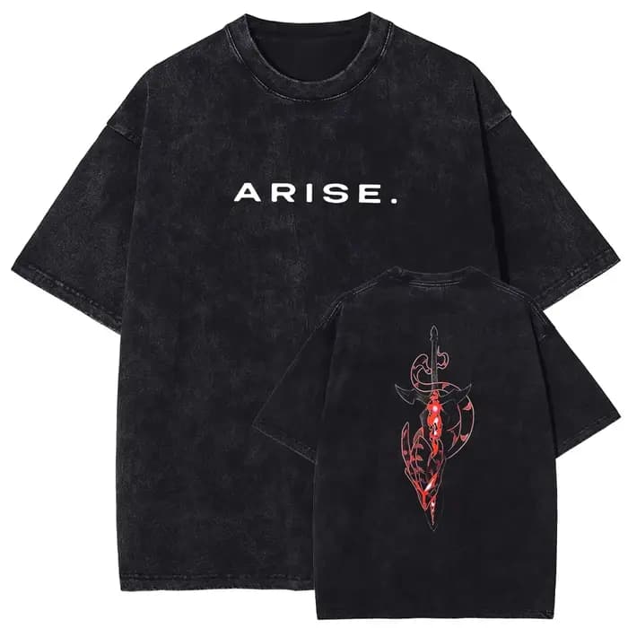T-shirt ARISE Solo Leveling, t-shirt graphique manga, t-shirt vintage lavé, 100% coton, manches cour