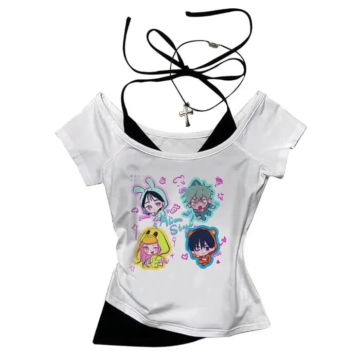 Alien Stage t-shirt femme hip hop Vintage graphique numérique anime chemise respirante confortable vêtements coréens tendance kawaii Y2k