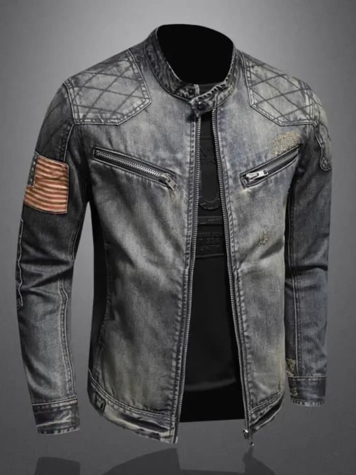 Veste en jean à glissière pour hommes, vêtements de motard à la mode, mode rétro décontractée, équitation debout, beaux médicaments, nouveau, 2024