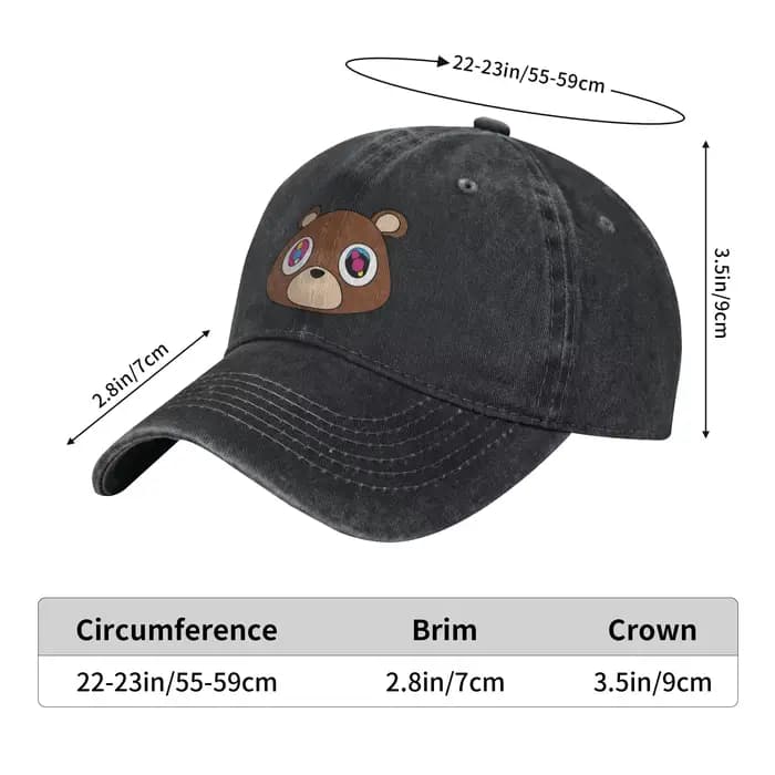 Kanye West Casquette de baseball vintage en denim vieilli Cutie Bear