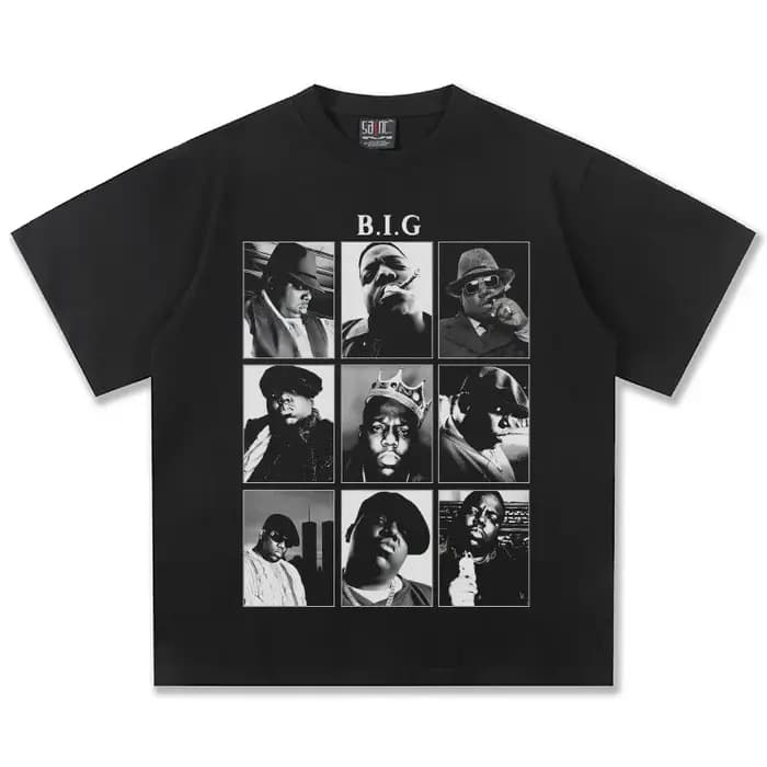 The Notorious B.I.G. T-shirt graphique surdimensionné unisexe Hip Hop Rapper décontracté en coton à