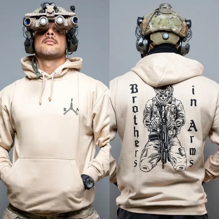 Brothers in Arms _ Sweat à capuche en coton graphique de luxe haut de gamme