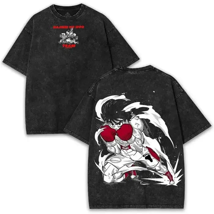 Ippo Makunouchi T-shirt graphique Anime Ippo Makunouchi Vintage lavé surdimensionné T-shirt hommes f
