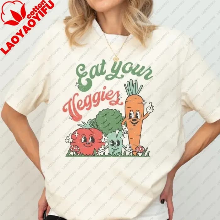T-shirt rétro « Mangez vos légumes »