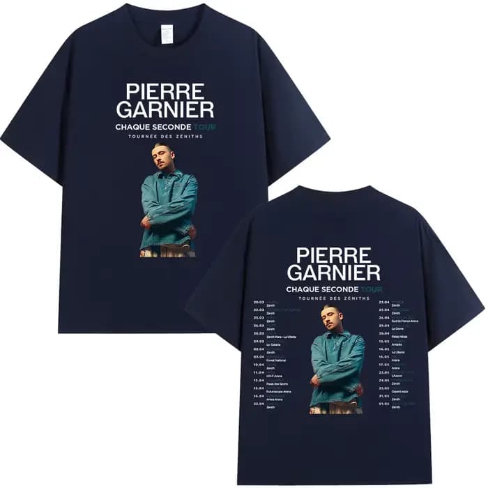Pierre Garnier Chaque Seconde 2025 Tour Merch T-shirts Hip Hop mode Vintage T-shirt hommes à manches courtes coton