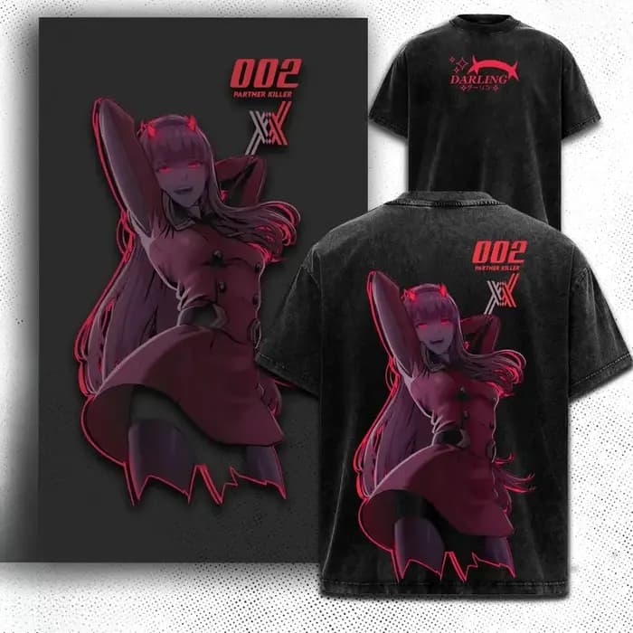 T-shirt graphique Anime DARLING in the FRANXX Zero Two pour hommes et femmes, vêtements décontractés