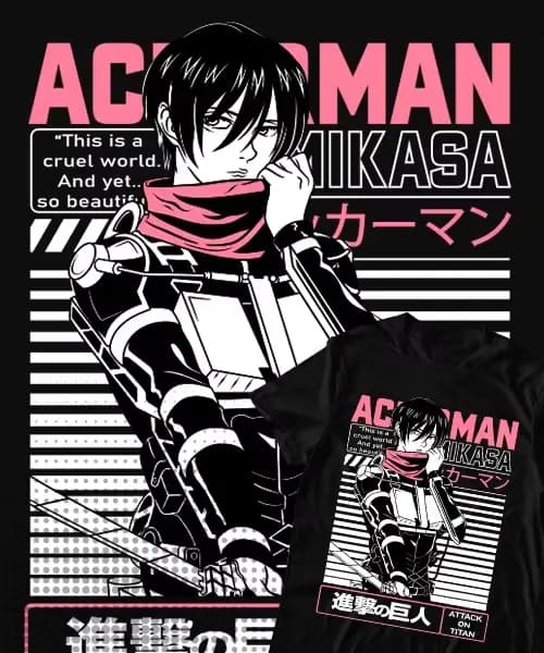 T-shirt de l'Animé Attaque des Titans Mikasa Ackerman Batalla, Final