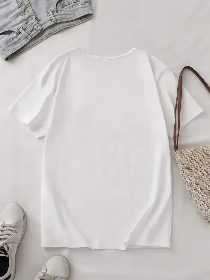 T-shirt rétro pastel à col rond et manches courtes