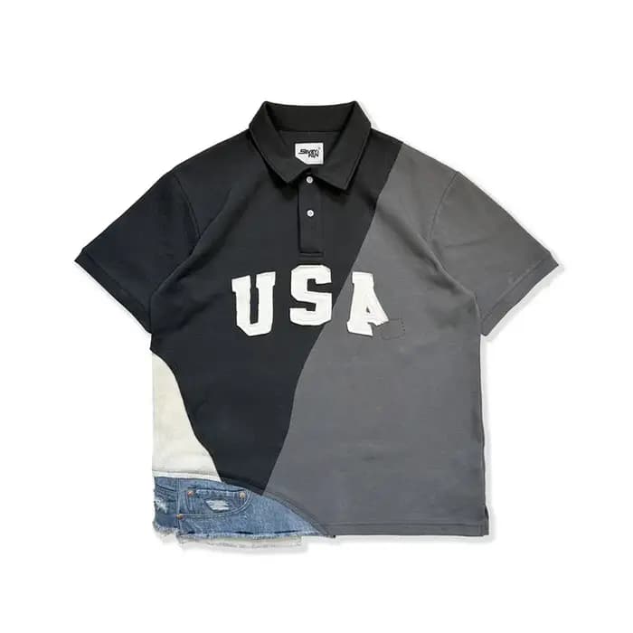 ABOORUN hommes polos broderie Patchwork t-shirts Streetwear couverture en coton pour homme