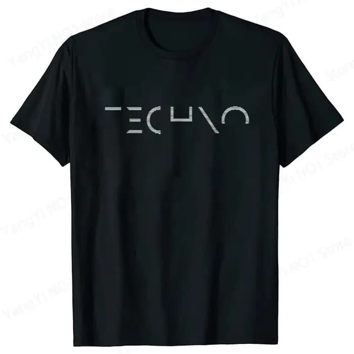 T-shirt Kawayi drôle unisexe, design minimaliste techno pour DJ, fête rave, festival, streetwear d'é