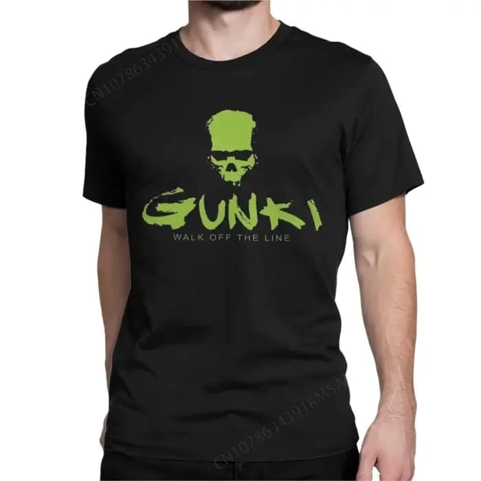 Gunki-T-shirt à manches courtes et col rond en pur coton pour homme et femme