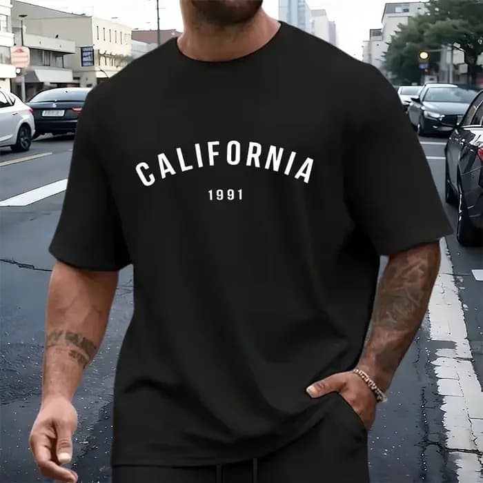 Ensemble T-shirt et short décontracté pour homme – Col rond, survêtement d'été, vêtements de sport e