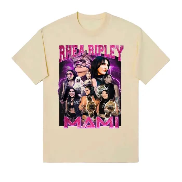 Limité Rhea Ripley Grand Slam 90s Vintage graphique t-shirts hommes femmes mode gothique tendance T-shirt décontracté