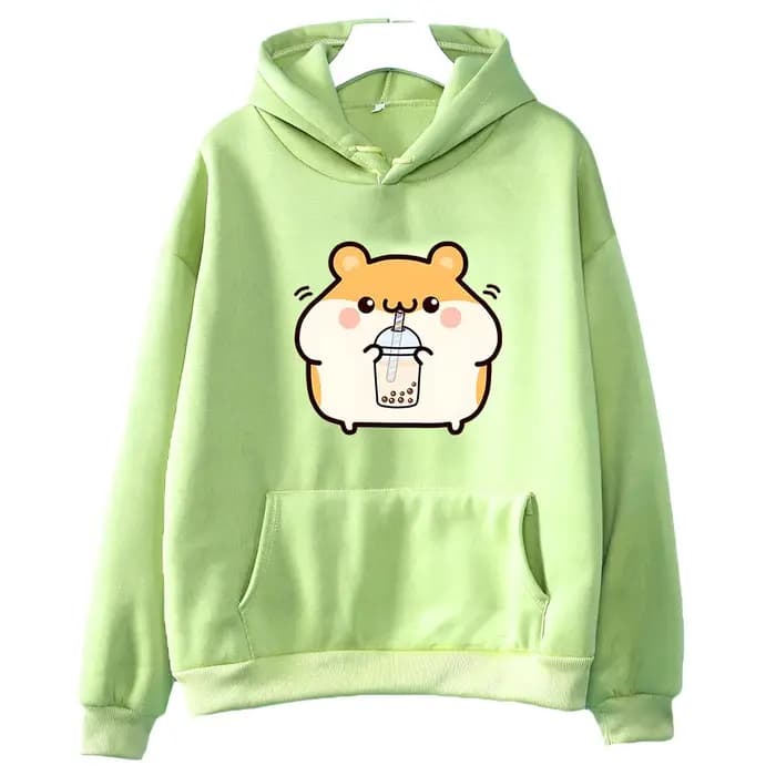 Boba thé Hamster mignon sweat femme dessin animé graphique à capuche décontracté