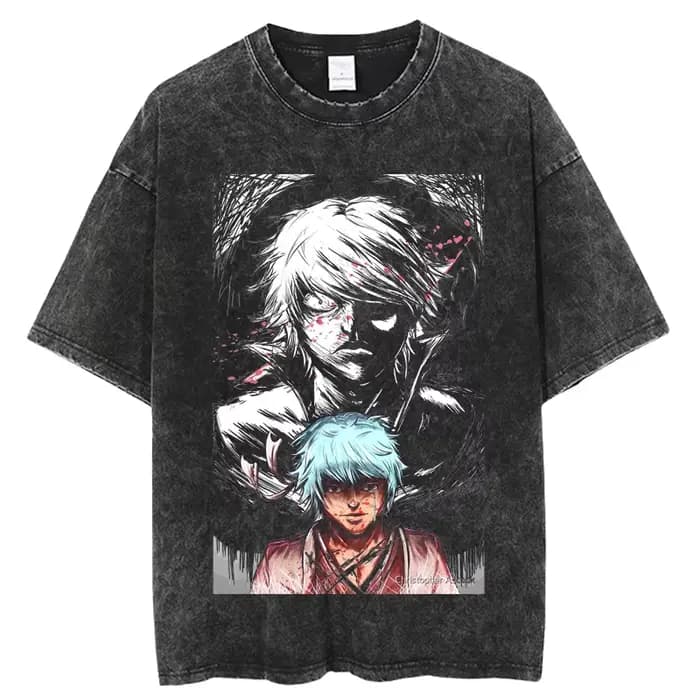Anime japonais Gintama T-shirt Sakata Gintoki graphique Vintage lavé surdimensionné