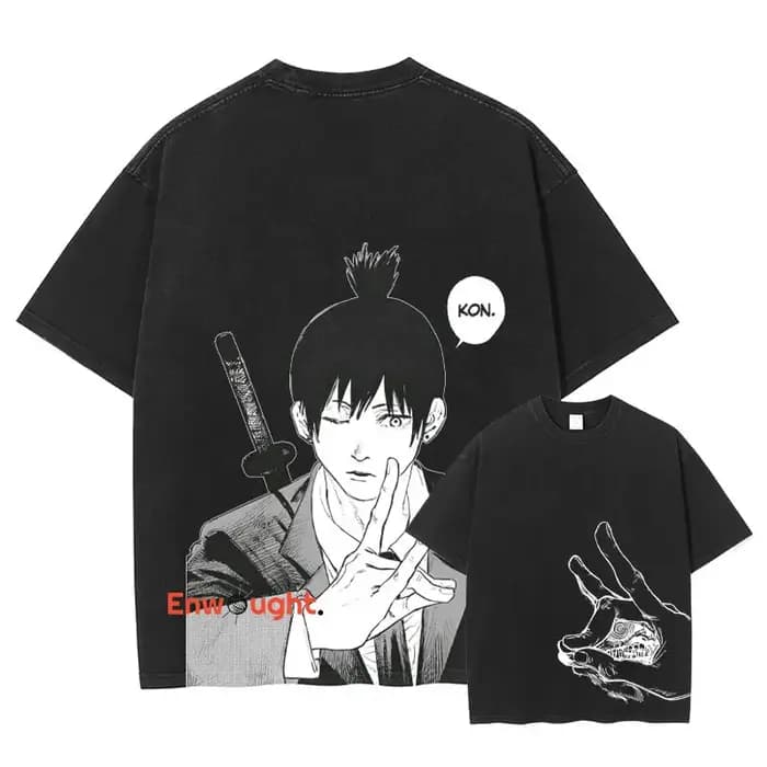 Hayakawa Aki T-shirt Anima Makima Denji Vintage lavé hauts t-shirts tronçonneuse démon manches courtes Manga graphique