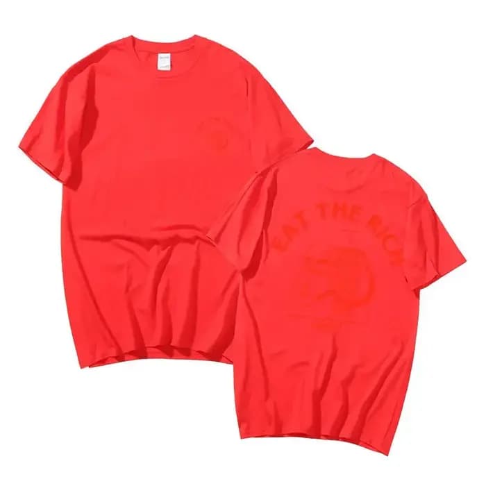 T-shirt à imprimé Double face pour homme et femme, ample et décontracté, Eat The Rich Doner D % C3 %
