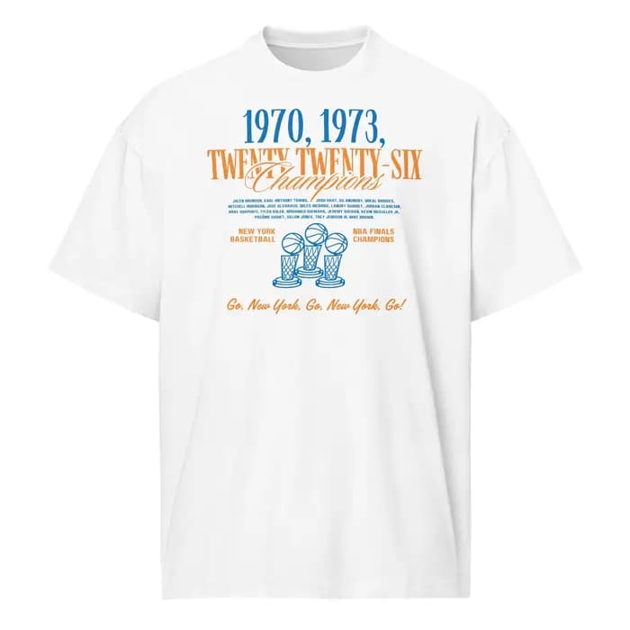 T-shirt Commémoratif Knicks Three Champion 2026 Nouveau 100% Coton Unisexe