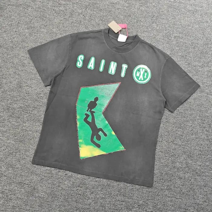 Yao mode Saint de Michael tout-match ample surdimensionné Vintage décontracté de haute qualité 1:1 Streetwear marque de luxe t-shirt pour hommes