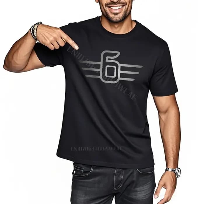 T-shirt homme noir classique T-shirt Six avec deux lignes usage quotidien T-shirt d'entraînement Ani