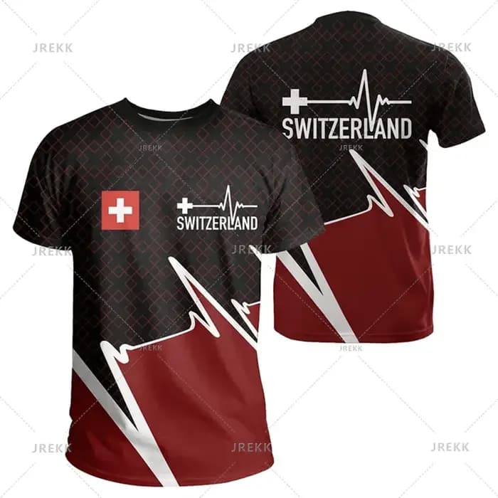 Vêtements de sport décontractés en plein air t-shirts pour hommes vêtements suisse emblème national