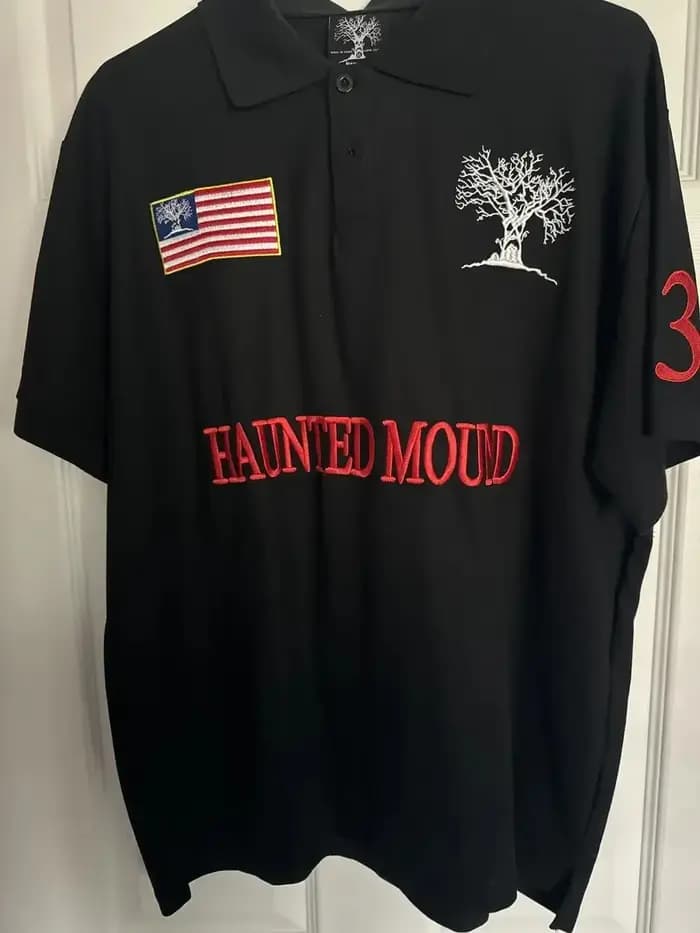 Polo noir HAUNT-O-HOLICS Y2k America rétro rue Hip Hop chemise à manches courtes motif citrouille broderie Baseball t-shirts