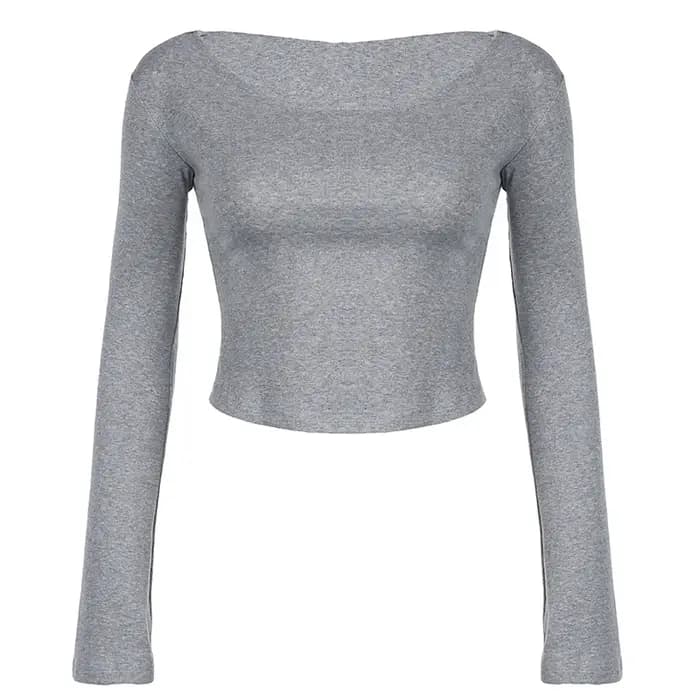 T-shirt Wasteland à capuche, épaules dénudées, Design Sense, personnalité, mode, nombril gris, manch
