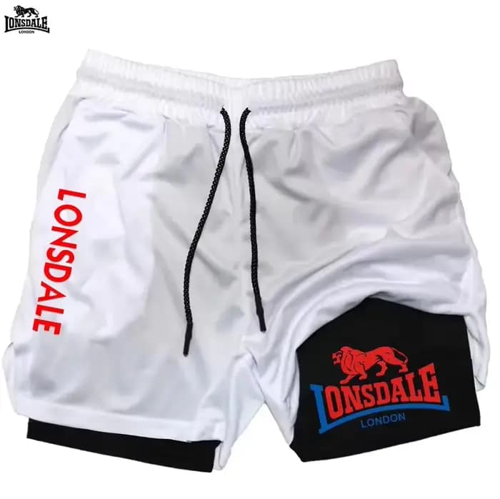 LONSDALE Short de sport double couche deux-en-un pour homme