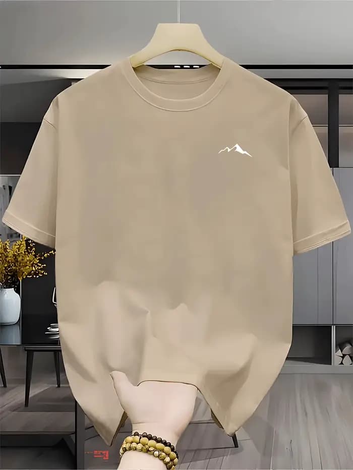 Nouveau T-shirt à col rond au toucher naturel