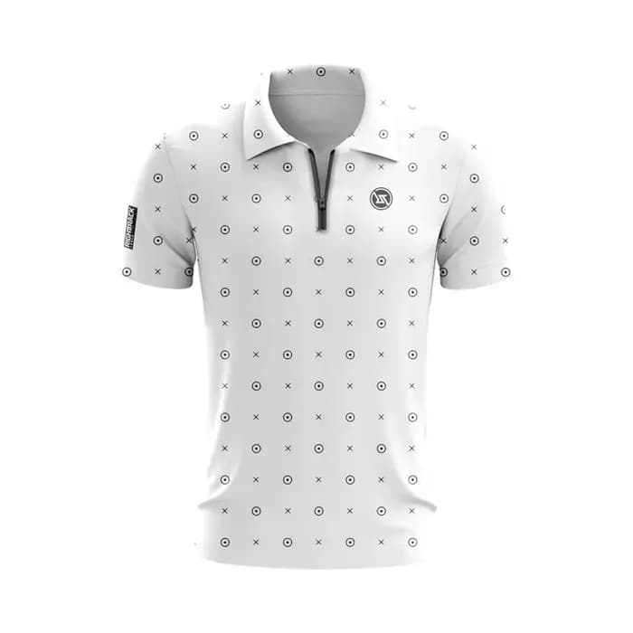 Polo zippé pour homme, revers imprimé décontracté