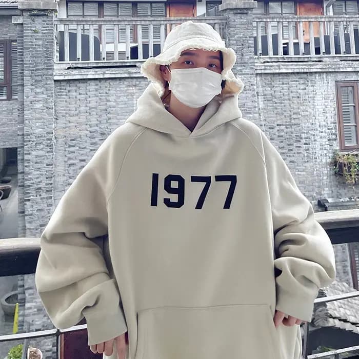 Sweat à capuche hommes automne nouveau 1977 imprimé manteau ample Harajuku pull