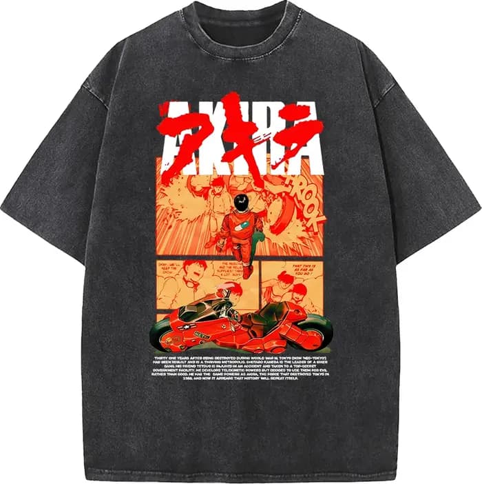 Akira Vintage Manga graphique T-shirt Harajuku lavé surdimensionné