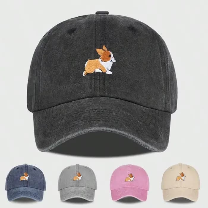 Casquette de baseball brodée corgi pour hommes et femmes