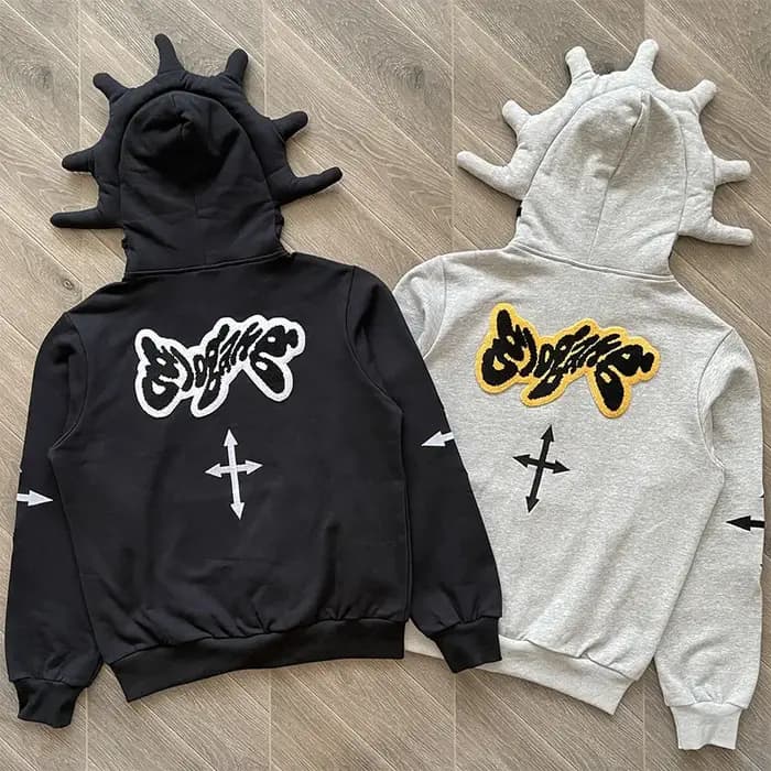 Sweat à capuche zippé gris ou noir Glo Gang