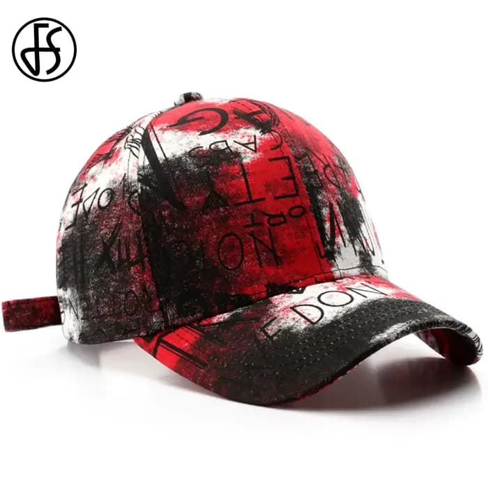 Casquettes de baseball FS noires et rouges style graffiti pour hommes
