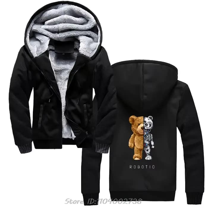 Sweat à capuche zippé ours en peluche pour hommes