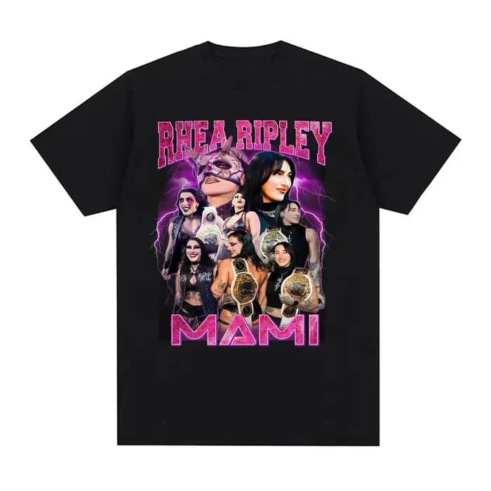 Limité Rhea Ripley Grand Slam 90s Vintage graphique t-shirts hommes femmes mode gothique tendance T-shirt décontracté