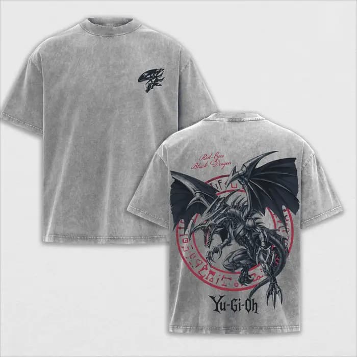 Yu-Gi-Oh! T-shirt Anime pour hommes, style gothique Y2k, vintage, délavé, surdimensionné, de haute qualité, 100% coton