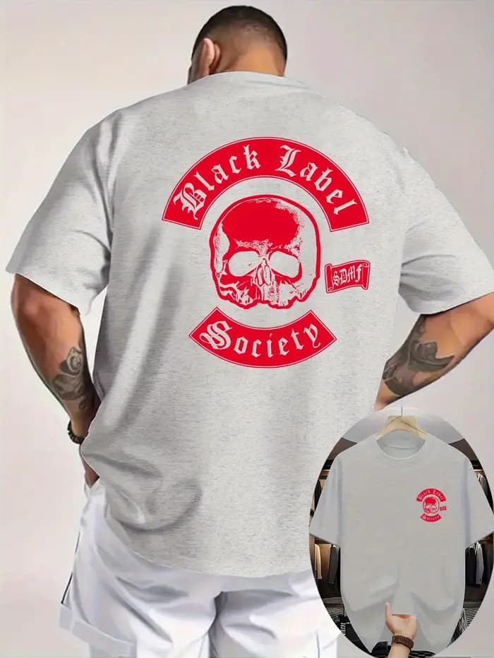Black Label Society crâne conception graphique T-Shirt 100% coton col rond manches courtes été décontracté hommes