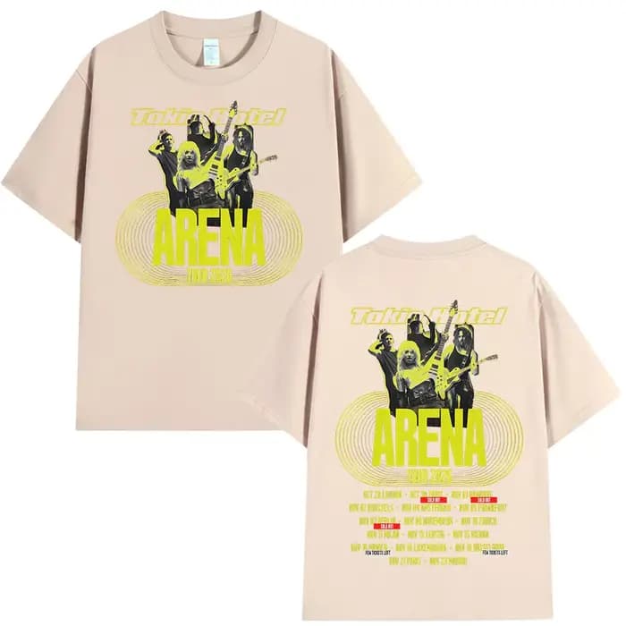 T-shirts de la tournée Arena 2026 du groupe rock Tokio Hotel