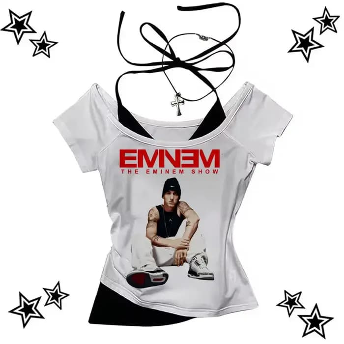 Eminem t-shirt femme harajuku Pastel Rétro années 2000 kawaii Pop Culture