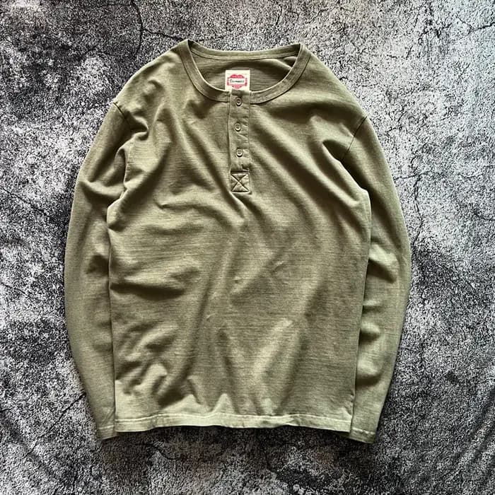 Henry chemise américaine Vintage poids lourd Amekaji lavé en détresse à manches longues coupe ample pur coton col