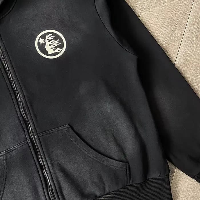 HS Sports Sweat à capuche zippé Big Logo Wash Cotton Zip Pull
